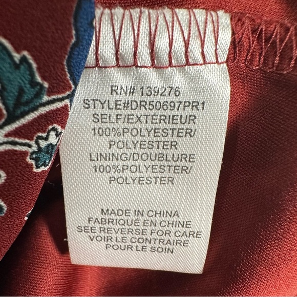 DR2 Floral Dress Doble V-Neck Tie Waist Cap Sleeve With Pockets and Side Zipper - Picture 13 of 16